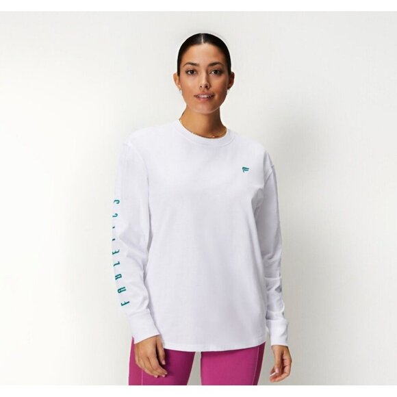 Fabletics Womens Boyfriend Long Sleeve Tee White Size Large Athleisure - Picture 1 of 9